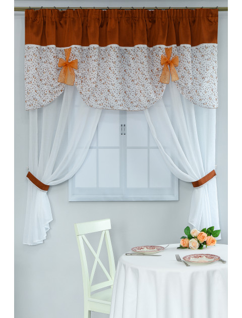 Тюль с ламбрекеном "Соната" 6414 x 2631 v 4 терракотовый