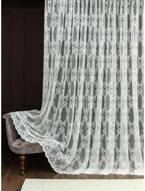 Тюль сетка Жаккард 80049v2 молочный