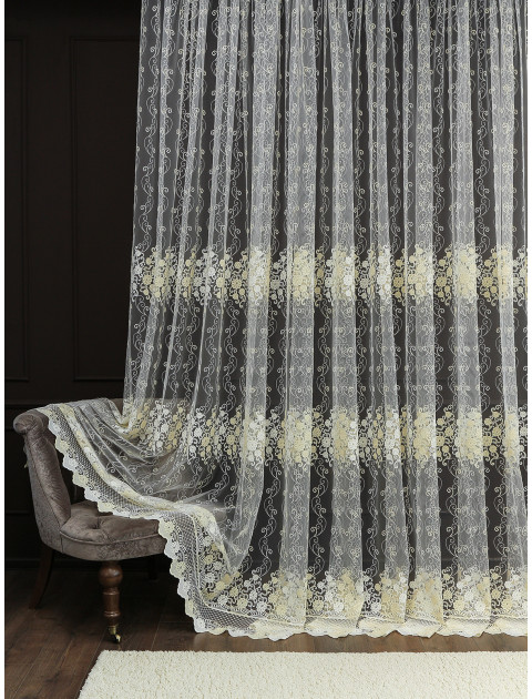 Тюль Сетка-Вышивка 712931vlale-ecru молочный сливочный