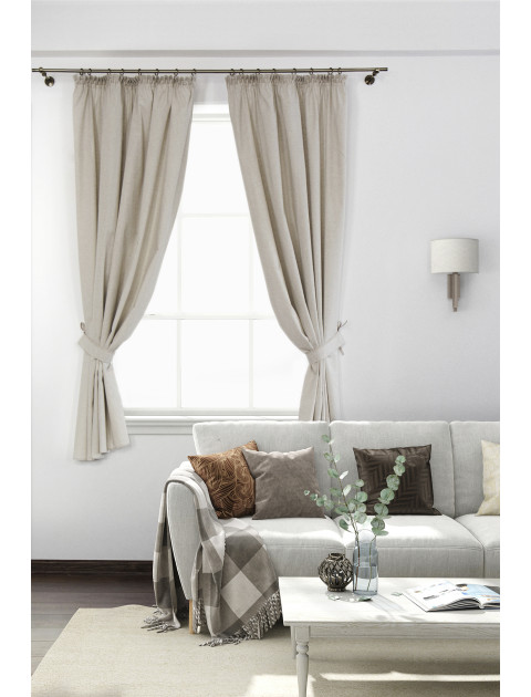Шторы Льняная усадьба Однотонные серо-бежевый