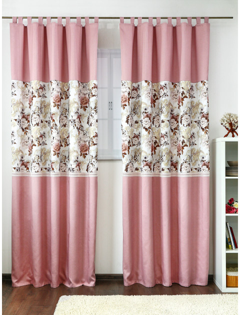 Комплект штор Английский сад 2104 белый коричневый розовый