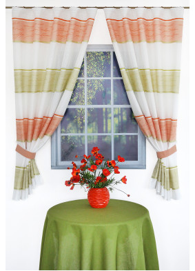 Тюль "Konsu" 9260v11 оранжевый,салатовый