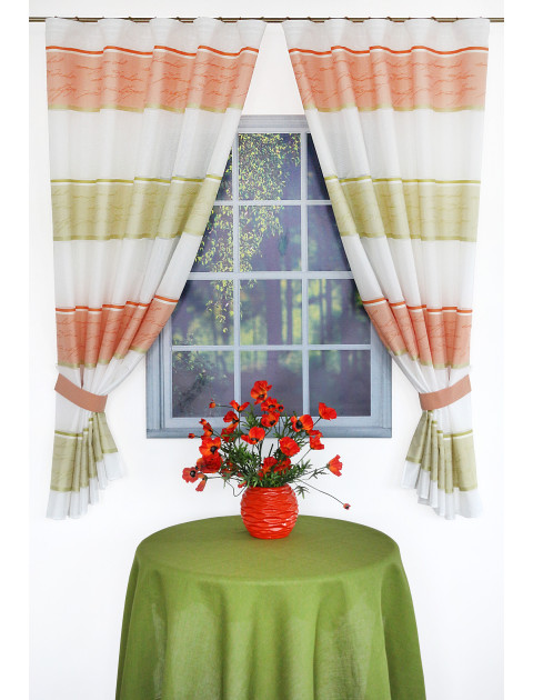 Тюль "Konsu" 9260v11 оранжевый,салатовый