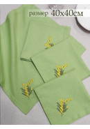 Набор салфеток Нежность мимозы хлопок зеленый
