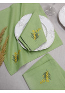 Набор салфеток Нежность мимозы хлопок зеленый