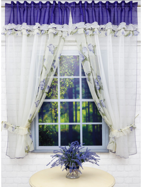 Тюль Барби 9919, молочный,сиреневый