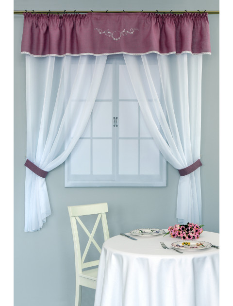 Тюль с льняным ламбрекеном Кармина сиреневый