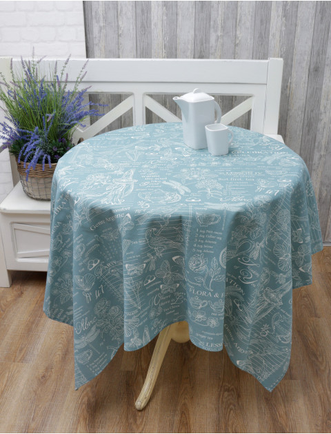 Скатерть Усадьба Райское утро skd-0000967 бирюзовый,белый