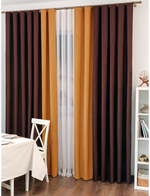 Шторы комбинированные 1968vkahve коричневый горчичный