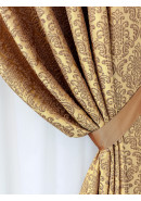 Комплект штор Стильная классика с подхватами Adeco 01124v12 золотисто-коричневый