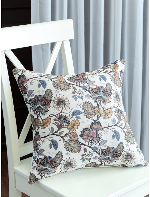 Наволочка декоративная Жасмин коричневый серо-синий белый