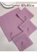 Набор салфеток с вышивкой Лаванда лен сиреневый
