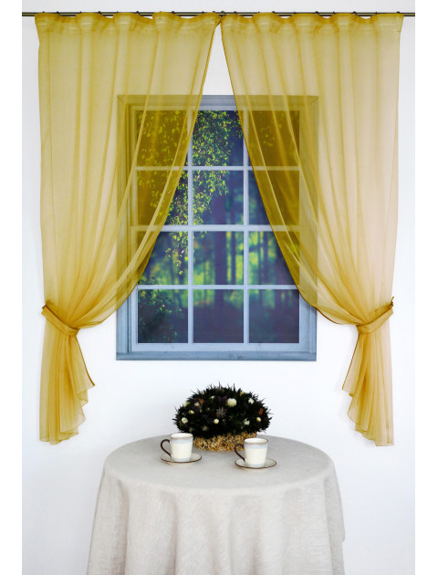 Тюль для кухни "Lady Dee" микровуаль с подхватами, античное золото