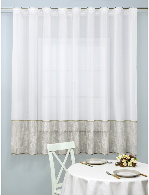 Тюль с фестонами Kora В022v41 на манжете с подхватом светло-бежевый