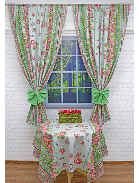 Комплект штор Усадьба Орнамент на сером поле серый