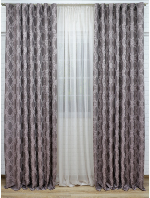 Комплект штор и тюля "Дария", 9771, коричневый