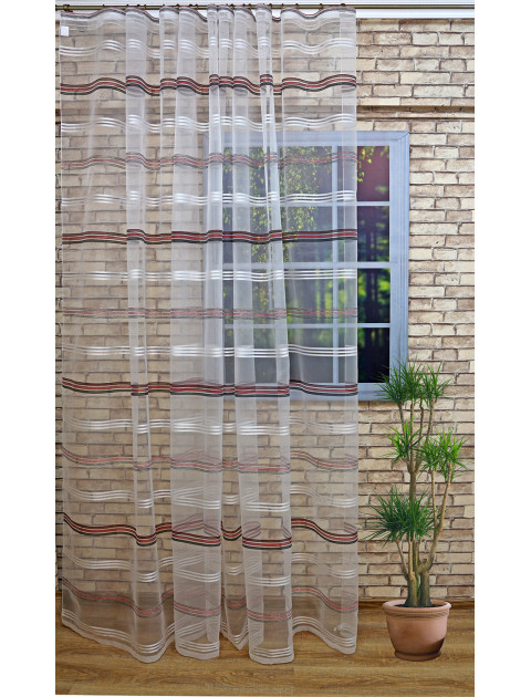 Тюль "Дарама "23775v03,  черные, бордовые, коричневые полоски