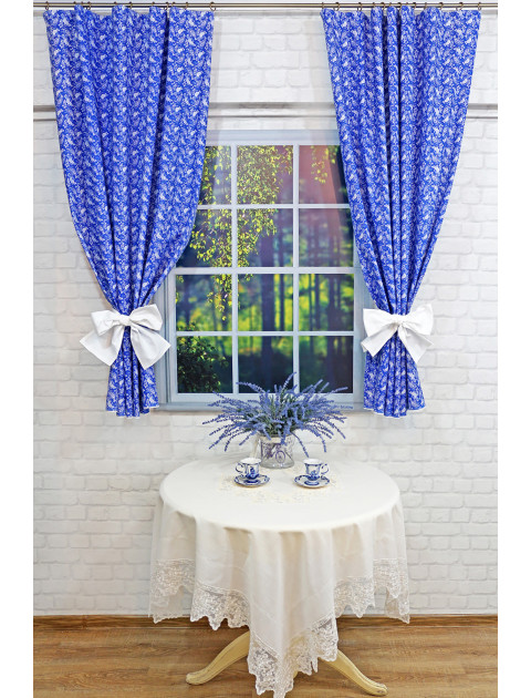 Комплект штор "Усадьба. Птички", синий