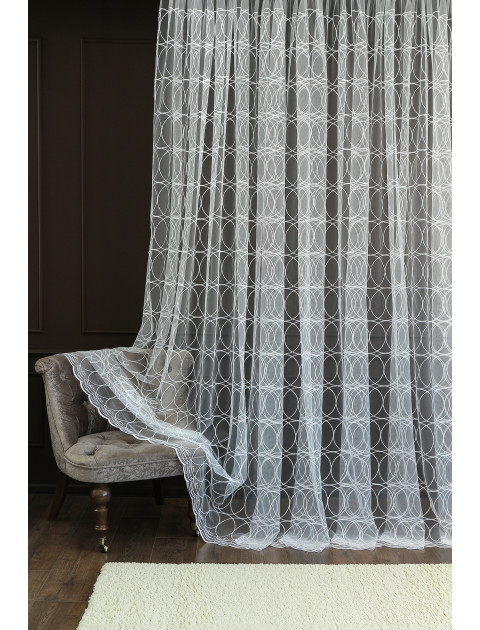 Тюль сетка-вышивка 14132v3143 белый