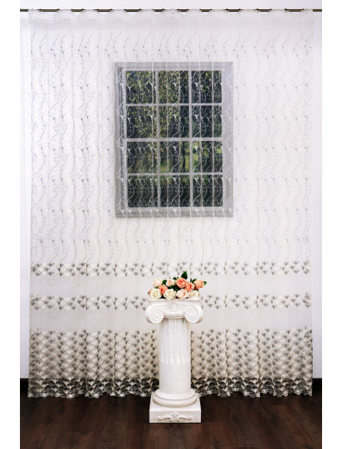 Тюль сетка с вышивкой 7081940 v gri, белый, серый