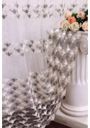 Тюль сетка с вышивкой 7081940 v gri-ecru, белый, серый