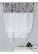 Тюль экран Летний день габардин зеленый желтый серо-голубой