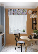 Тюль экран Летний день габардин зеленый желтый серо-голубой