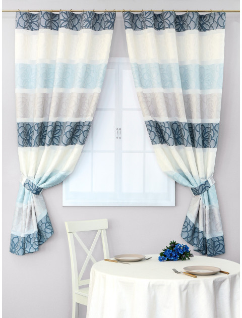 Комплект штор Дарама крэш 55537v104 молочный синий голубой