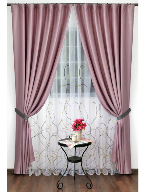 Комплект штор с тюлем "Premiere" 14022v7144, 4411v009 брусничный, белый