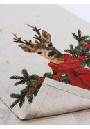 Дорожка декоративная Олень лен серо-бежевый