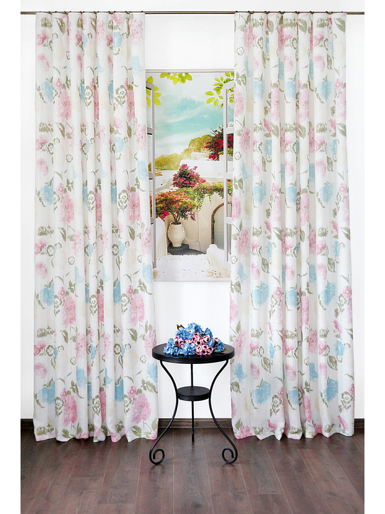 Комплект штор "Акварель", linen w1222/3, белый Комплект штор "Акварель", linen w1222/3, белый