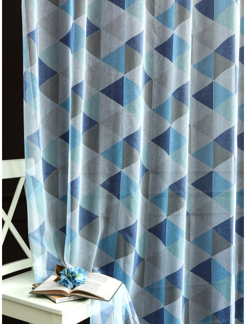 Тюль Геометрия Fancy Lenow537130 6479v016 с геометрическим принтом синий серый голубой