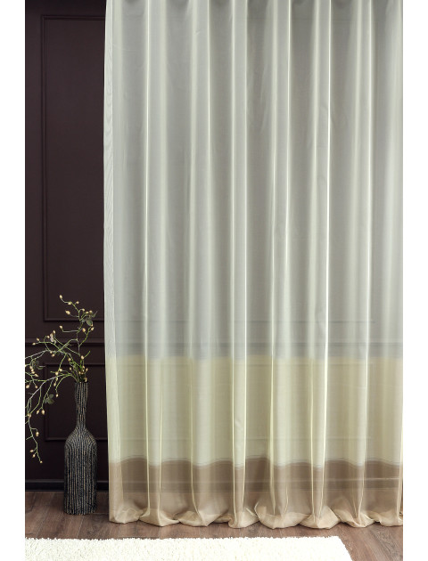 Тюль с двухцветной каймой 10159v16 светло-фисташковый бежевый