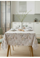 Скатерть Нежный букет габардин серо-бежевый оранжевый Скатерть Нежный букет габардин серо-бежевый оранжевый