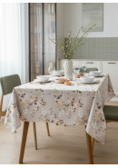 Скатерть Нежный букет габардин серо-бежевый оранжевый Скатерть Нежный букет габардин серо-бежевый оранжевый