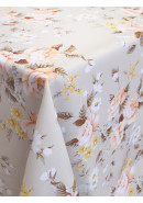 Скатерть Нежный букет габардин серо-бежевый оранжевый Скатерть Нежный букет габардин серо-бежевый оранжевый