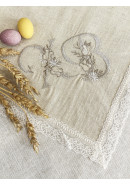 Декоративная салфетка с кружевом Пасхальная ХВ серо-бежевый белый