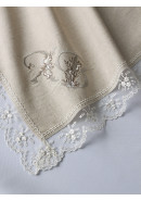 Декоративная салфетка с кружевом Пасхальная ХВ серо-бежевый белый