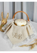 Декоративная салфетка с кружевом Пасхальная ХВ серо-бежевый белый