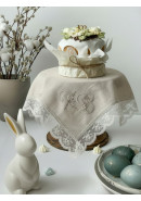 Декоративная салфетка с кружевом Пасхальная ХВ серо-бежевый белый