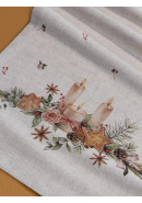 Дорожка декоративная Свечи лен серо-бежевый