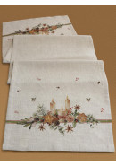 Дорожка декоративная Свечи лен серо-бежевый