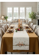 Дорожка декоративная Свечи лен серо-бежевый