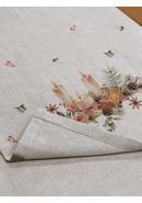 Дорожка декоративная Свечи лен серо-бежевый