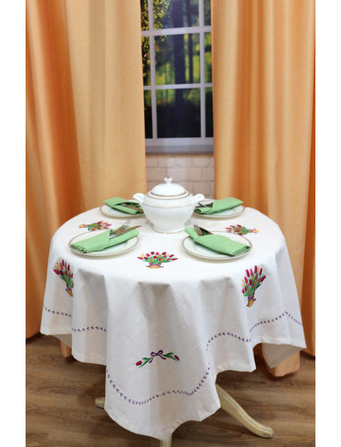 Скатерть "Тюльпаны" молочный Скатерть "Тюльпаны" молочный
