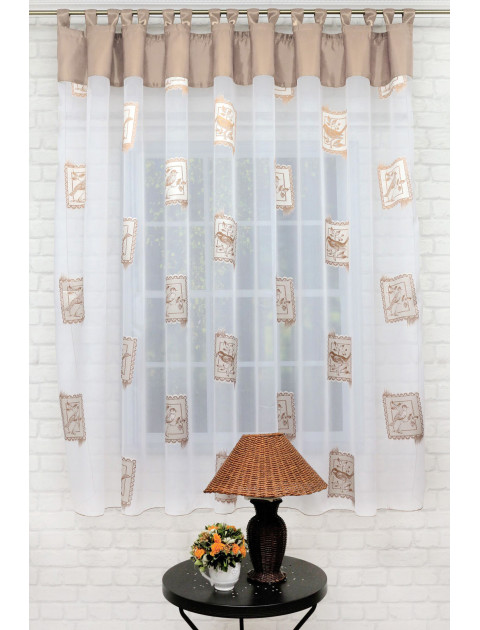 Тюль Римма.Птички бело-бежевый