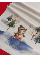 Дорожка декоративная Медвежонок лен серо-бежевый