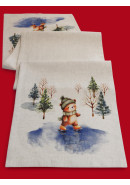 Дорожка декоративная Медвежонок лен серо-бежевый