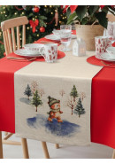 Дорожка декоративная Медвежонок лен серо-бежевый