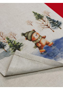 Дорожка декоративная Медвежонок лен серо-бежевый